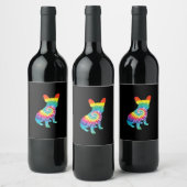 kabelhondje | Chippie franse bulldog | puppy gift Wijn Etiket (Flessen)