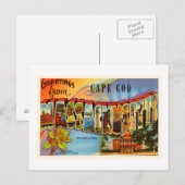 Kabeljauw 2 Massachusetts MA Old Travel Souvenir Briefkaart (Voorkant / Achterkant)