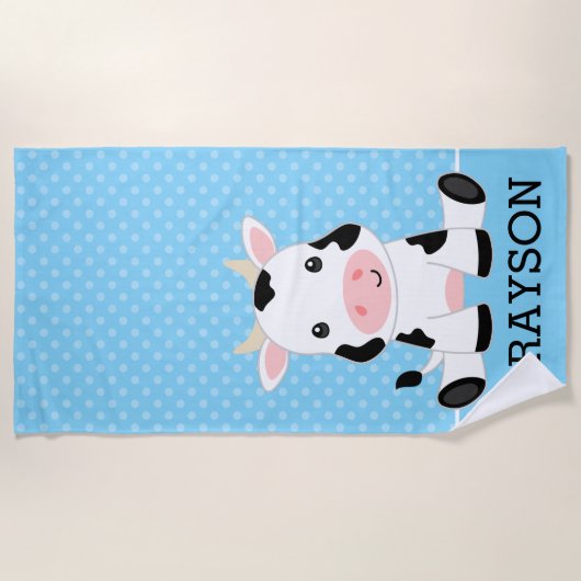 Kabeljauw Blue Polka Dot Personated Kinder Strandlaken (Voorkant)