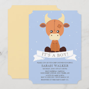 Kabeljauw Blue Yellow Het is een jongen! Baby Show Kaart