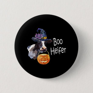 Kabeljauw   Boo Heifer Cow voor Halloween Ronde Button 5,7 Cm