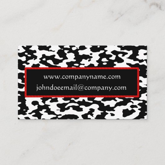 Kabeljauw Druk rode rand zwart-wit Visitekaartje (Achterkant)