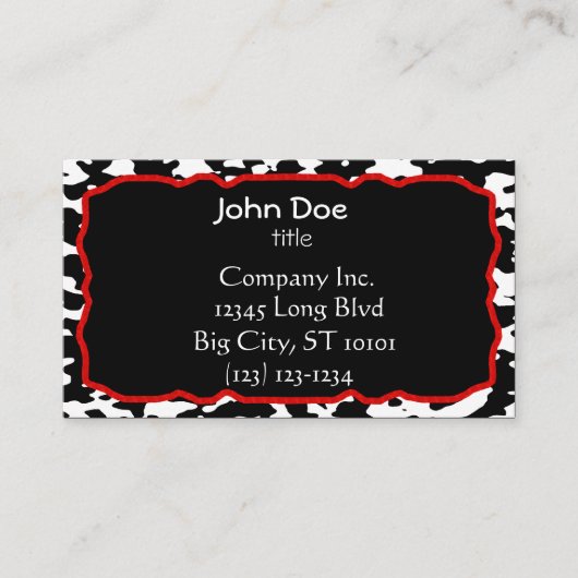 Kabeljauw Druk rode rand zwart-wit Visitekaartje (Voorkant)