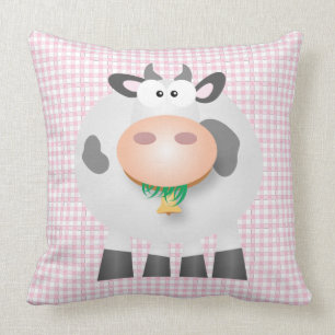 Kabeljauw en pastelroze gingham-patroonpatroon kussen