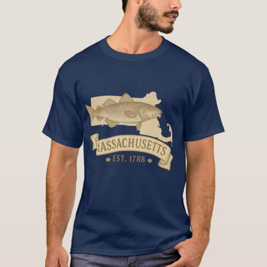 Kabeljauw Est. Massachusetts  Mannen T-shirt (Voorkant)