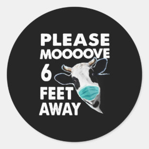 Kabeljauw   Funny Cow Social Distance 6 Feet Ronde Sticker
