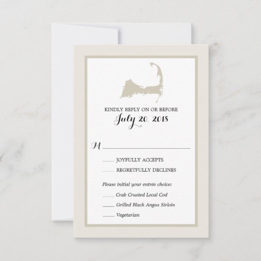 Kabeljauw | Het RSVP-menu voor bruiloft RSVP Kaartje (Voorkant)