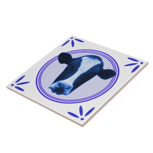 Kabeljauw Holland Delftware-Delft-Blue-look, bedru Tegeltje (Zijkant)