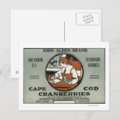 Kabeljauw John Alden Brand Cranberry Label Briefkaart (Voorkant / Achterkant)