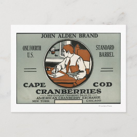 Kabeljauw John Alden Brand Cranberry Label Briefkaart (Voorkant)
