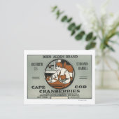 Kabeljauw John Alden Brand Cranberry Label Briefkaart (Staand voorkant)