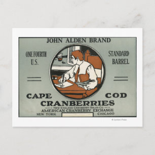 Kabeljauw John Alden Brand Cranberry Label Briefkaart