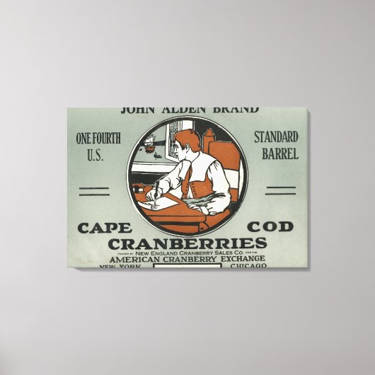 Kabeljauw John Alden Brand Cranberry Label Canvas Afdruk (Voorkant)