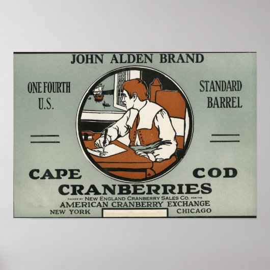 Kabeljauw John Alden Brand Cranberry Label Poster (Voorkant)