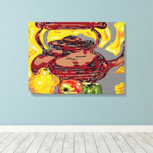 Kabeljauw met fruit canvas afdruk (Insitu (Houten vloer))