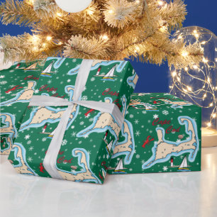 Kabeljauw op zwarte schaal - Kerstmis met Zeilboot Cadeaupapier