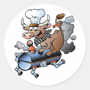 Kabeljauw Riding A BBQ-stickers Ronde Sticker