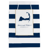 Kabeljauw van marinesblauwe cape en Stripes Medium Cadeauzakje (Voorkant)