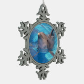 Kabeljauwdolfijn zwemmen tin sneeuwvlok ornament (Links)