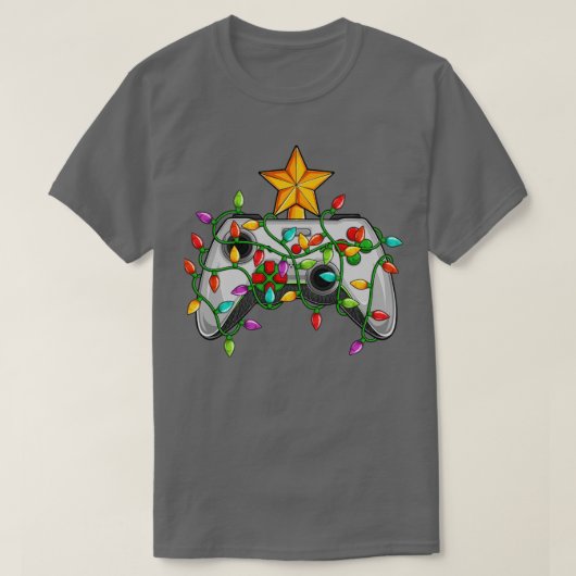 Kabeljauwvideospelcontroller met kerstboomverlicht t-shirt (Design voorkant)