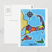 Kabelkaart voor kleurrijke kabeljauw briefkaart (Voorkant / Achterkant)