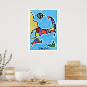 Kabelkaart voor kleurrijke kabeljauw poster (Keuken)