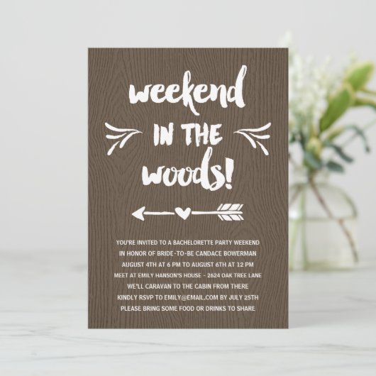 Kabelkoorts | Rustic Bachelorette Party Kaart (Staand voorkant)