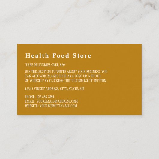 Kabelleverolie, gezondheidswinkel visitekaartje (Achterkant)