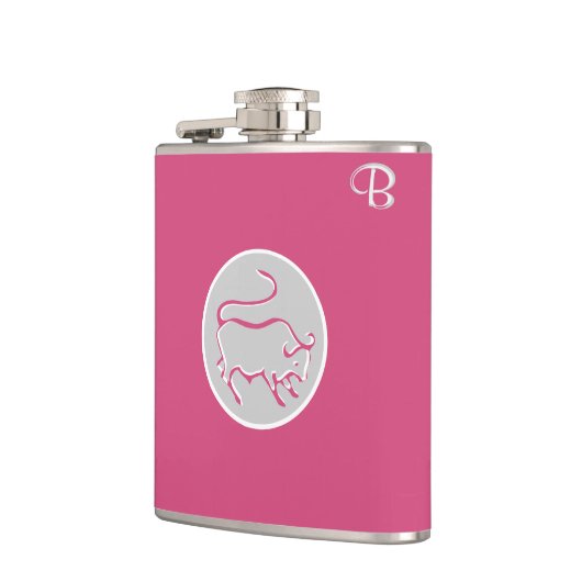 Kabelroze monogrammed Flask - Zodiac - Taurus Heupfles (Links)