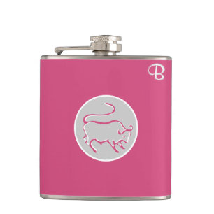 Kabelroze monogrammed Flask - Zodiac - Taurus Heupfles