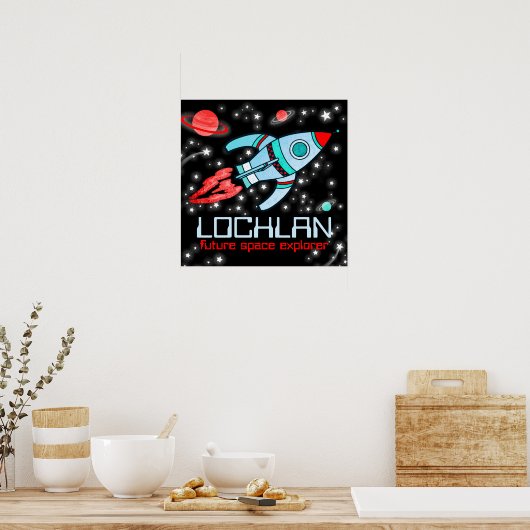 Kabelruimte aangepast blauw rood poster (Keuken)