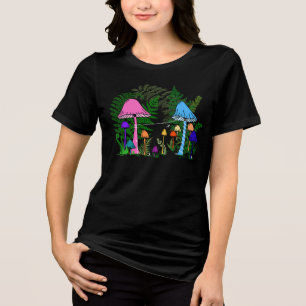 Kabelskaten tussen Kleurrijke Paddenstoelen Tri-Blend Shirt