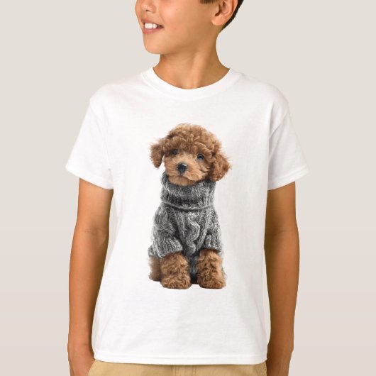 Kabeltrui Sweater Poodle Kinderen T-shirt (Voorkant)