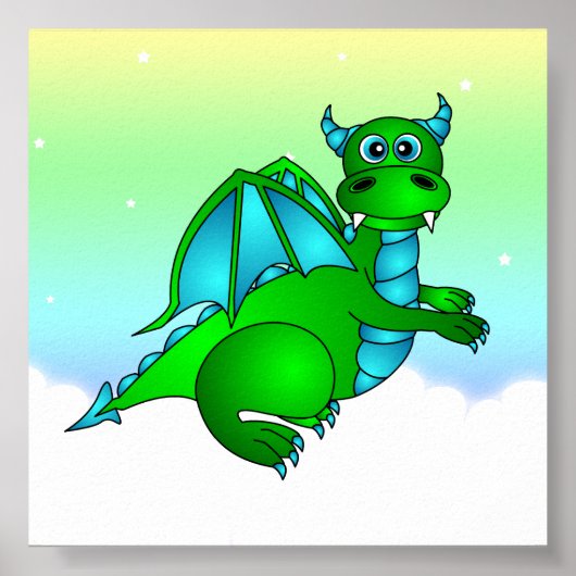 Kabelvliegtuig - Poster Groen en blauw draak beves (Voorkant)