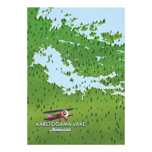 Kabetogama meer, Minnesota, VS Reis kaart. Foto Afdruk