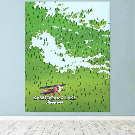 Kabetogama-meer, Minnesota, VS-reiskaart. Canvas Afdruk (Insitu (Houten vloer))