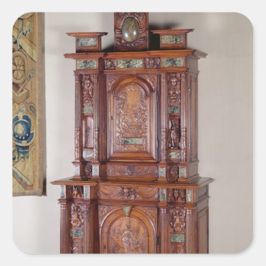 Kabinet met twee secties en een dubbele deur vierkante sticker (Voorkant)