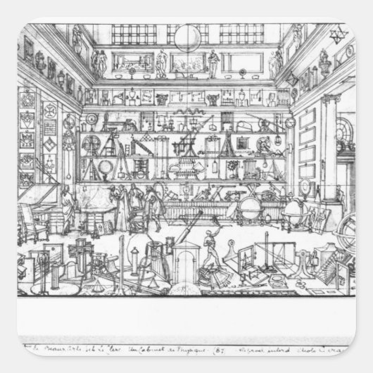 Kabinet of physics, 1687 vierkante sticker (Voorkant)