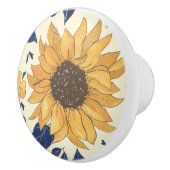 Kabinetsknoppen, Blauw en Geel, Zonnebloemen Keramische Knop (Rechts)
