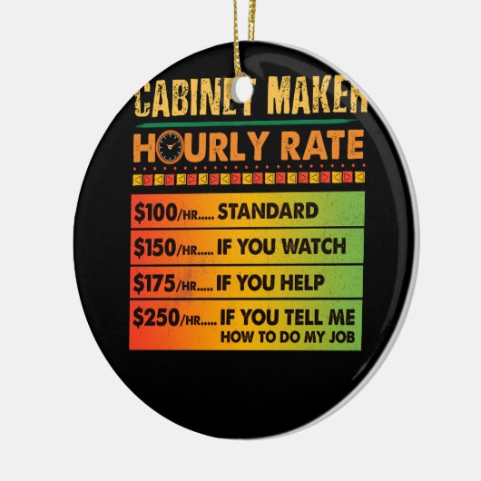 Kabinetsmaker Uurtarief Retro Functie Hardwork Keramisch Ornament (Links)