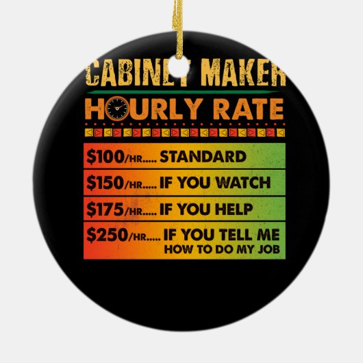 Kabinetsmaker Uurtarief Retro Functie Hardwork Keramisch Ornament (Achterkant)