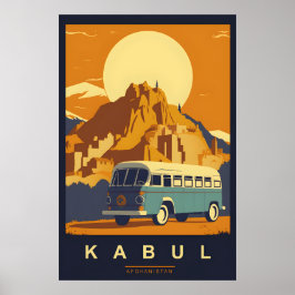 Kaboel, Afghanistan Vintage Travel Poster