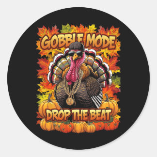 Kaboem Modus Drop De Beat Thanksgiving Kalkoen Rap Ronde Sticker