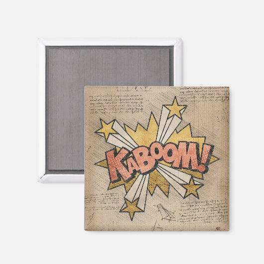 KABOOM!  stripboek Steampunk Pop Magneet (Voorkant / Achterkant)