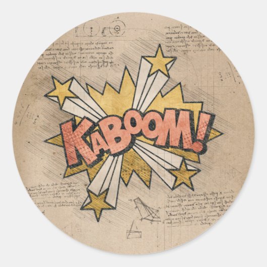 KABOOM! stripboek Steampunk Pop Ronde Sticker (Voorkant)