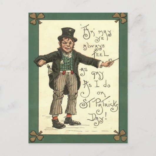 Kabouter Alcohol Kleipijp Klaverblad Briefkaart (Voorkant)
