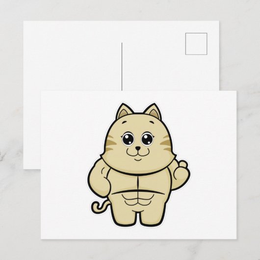 Kabouter als bodybuilder met sixpack briefkaart (Voorkant / Achterkant)