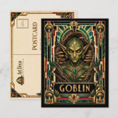 Kabouter, Art Deco Mythisch Briefkaart (Voorkant / Achterkant)