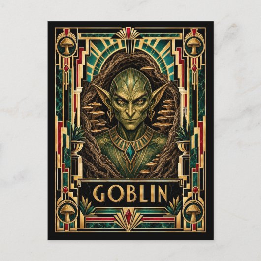 Kabouter, Art Deco Mythisch Briefkaart (Voorkant)