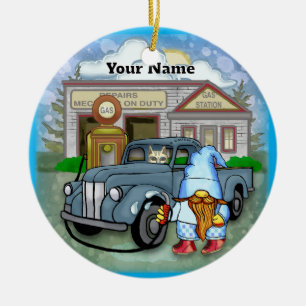 Kabouter Benzinepomp Keramisch Ornament